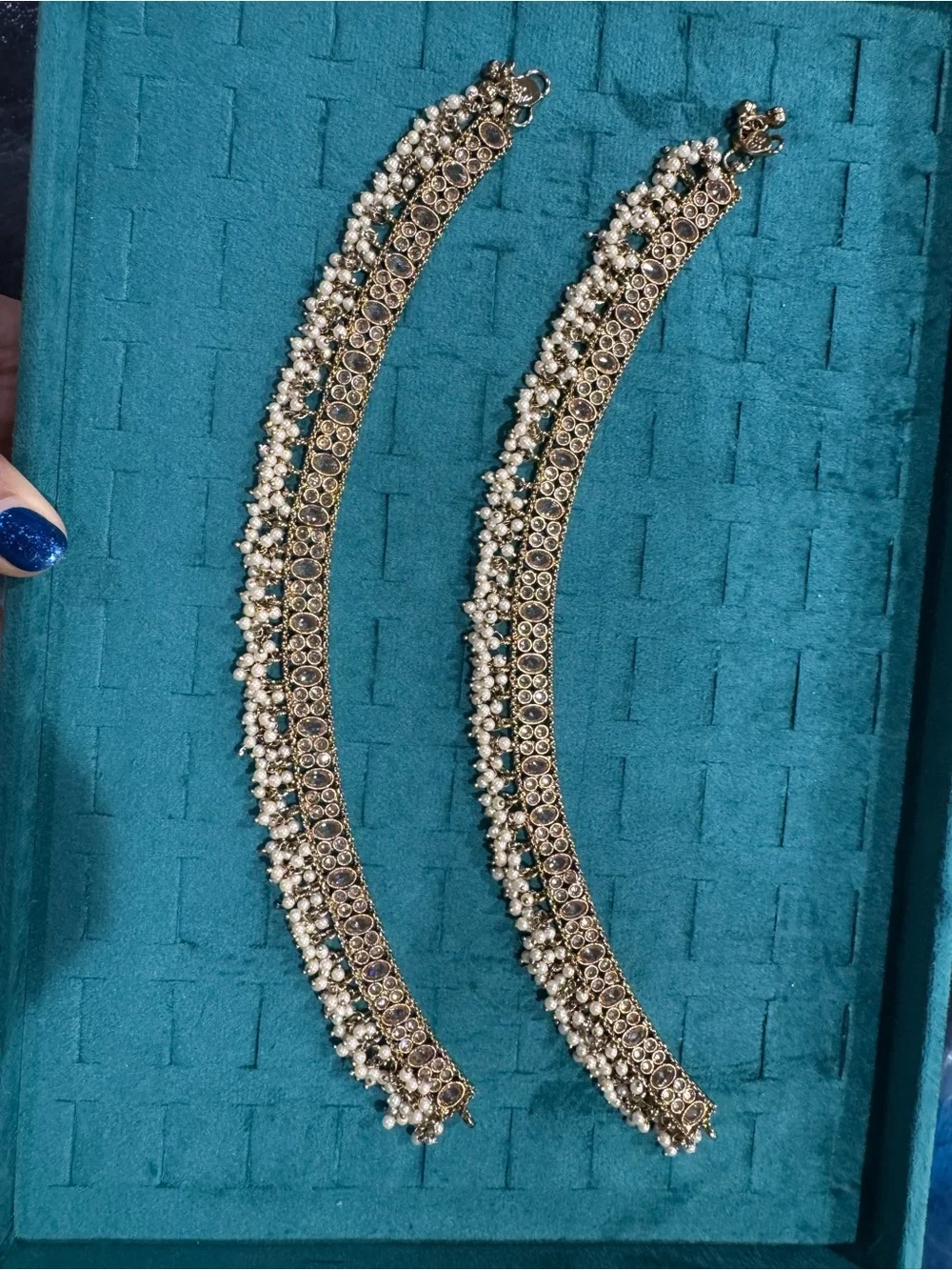 Fashion Jewelry Gold-Tone Pearl Accent Neck Anklets
